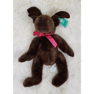 RUSS The Heartcraft Collection Brown Moose Plush Ribbon Bow Wildwood 15" Stuffed